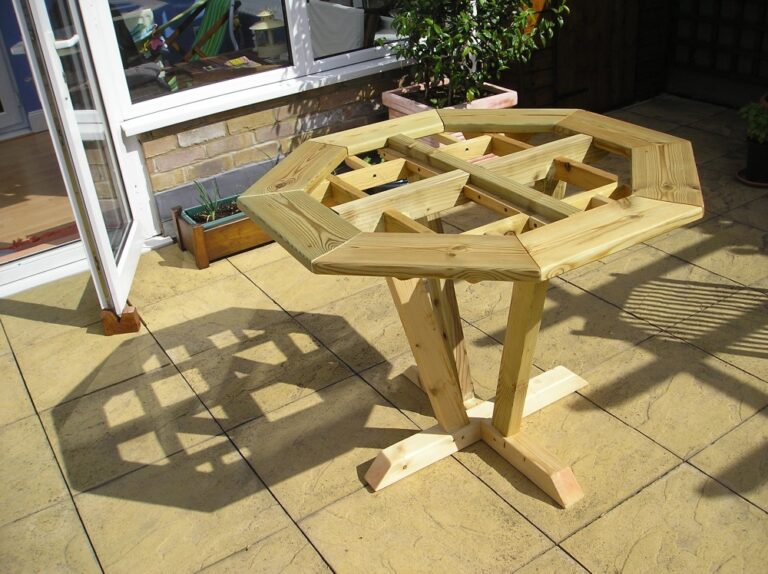 octogonal garen table under construction