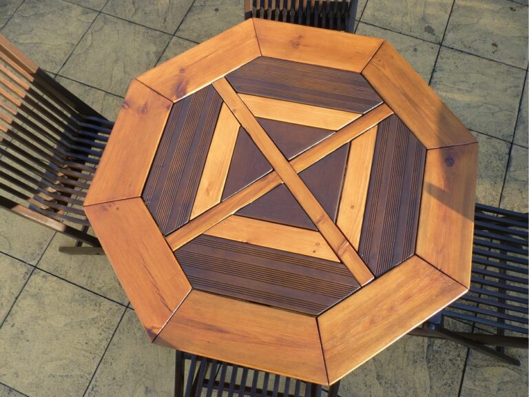 home-made octogonal garen table