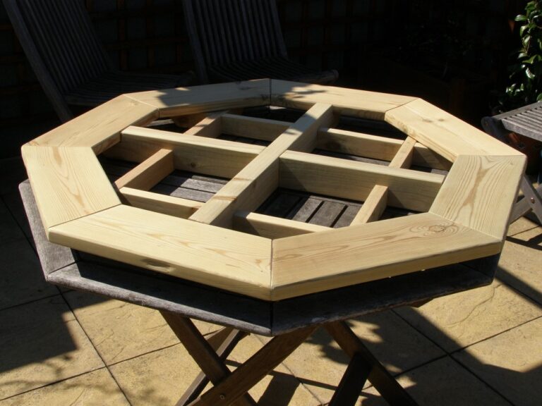 octogonal garen table under construction