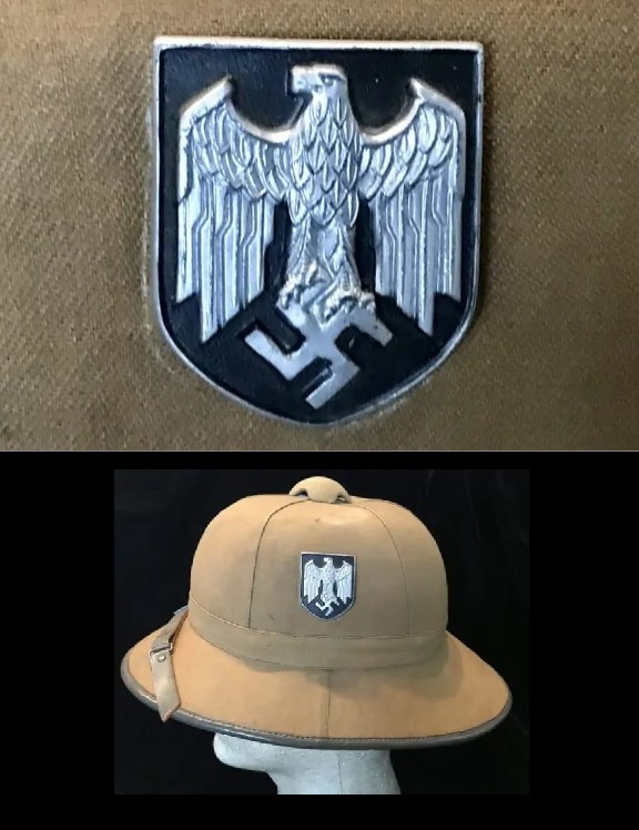 Aigle imperial cousu sur un casque allemand de la seconde guerre mondiale