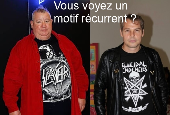 Claude l'Evêque et Shepard Fairey portant des t-shirts ornés de pentagrammes inversés